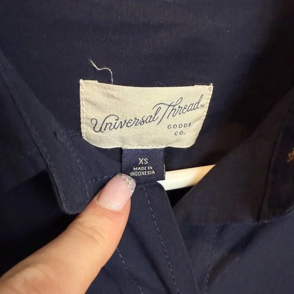 Universal Thread Dark Blue Long Sleeve Button Up Dress - Picture 3 of 6